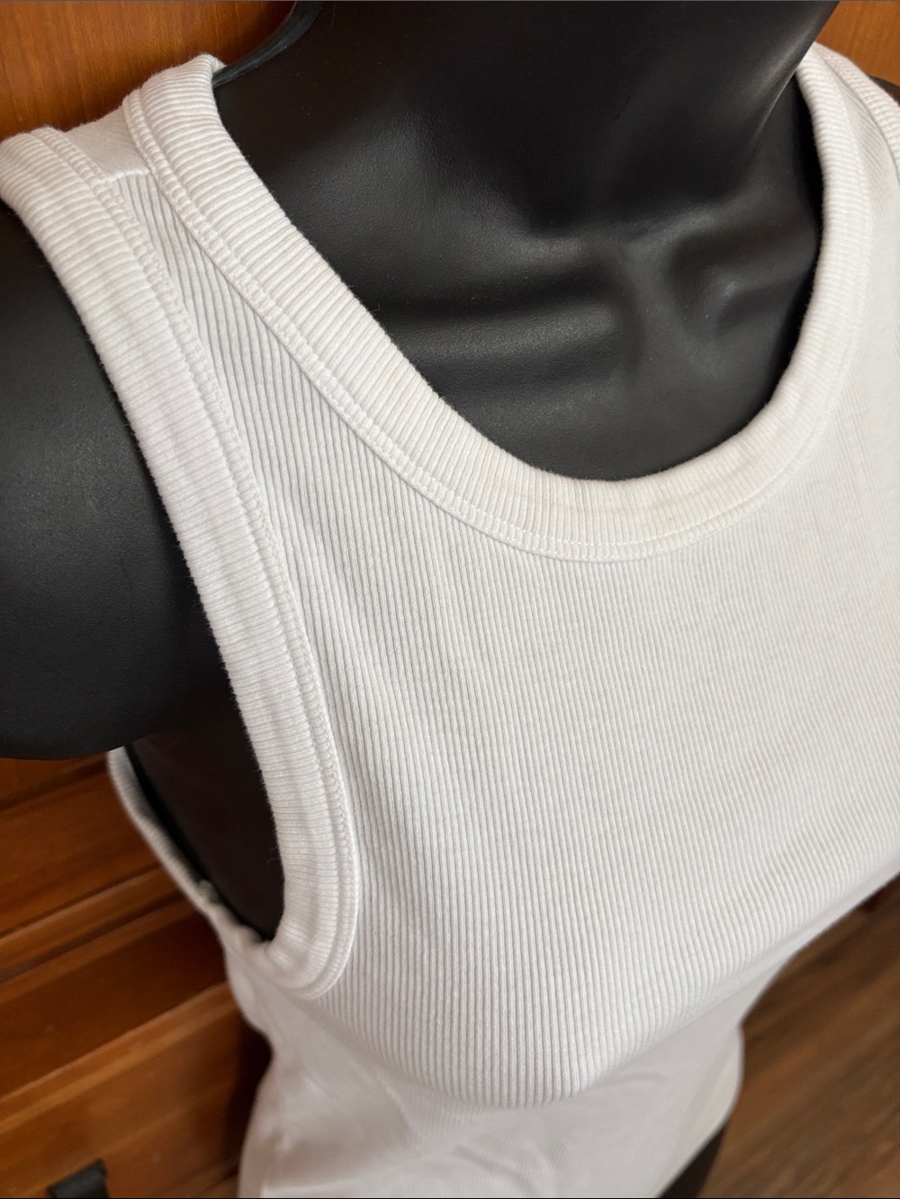 ME+EM Cream Ribbed Fitted Tank Top - Picture 6 of 7